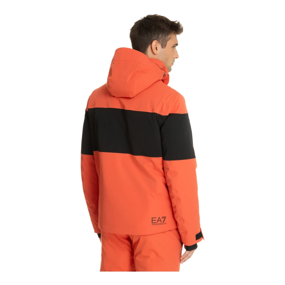 Emporio Armani EA7 Multikleur Ski Jas met Capuchon Orange Heren