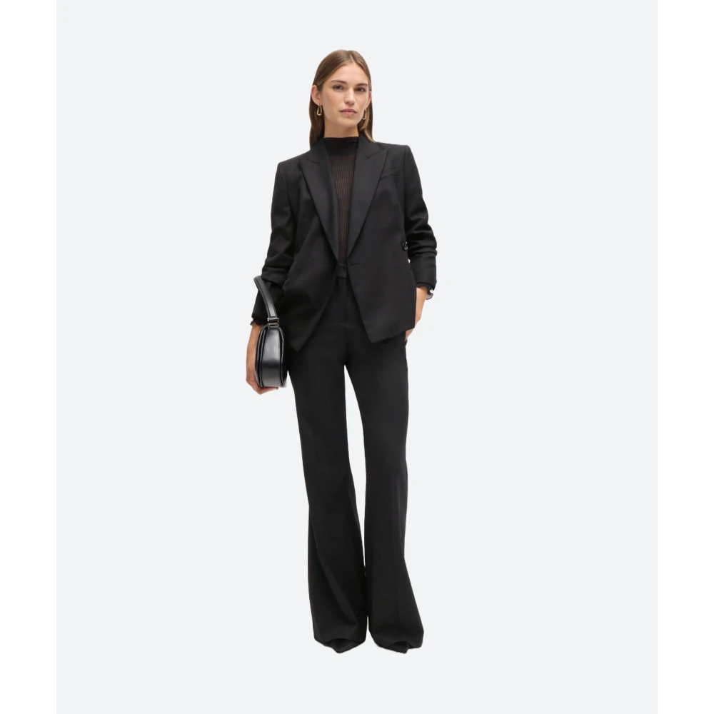 Hugo Boss Wijde Twill Wollen Broek Black Dames