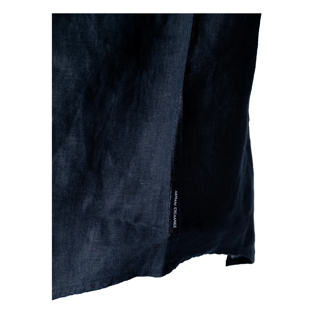 Armani Exchange Linnen Overhemd Lange Mouwen Lente Zomer Collectie Blue Heren