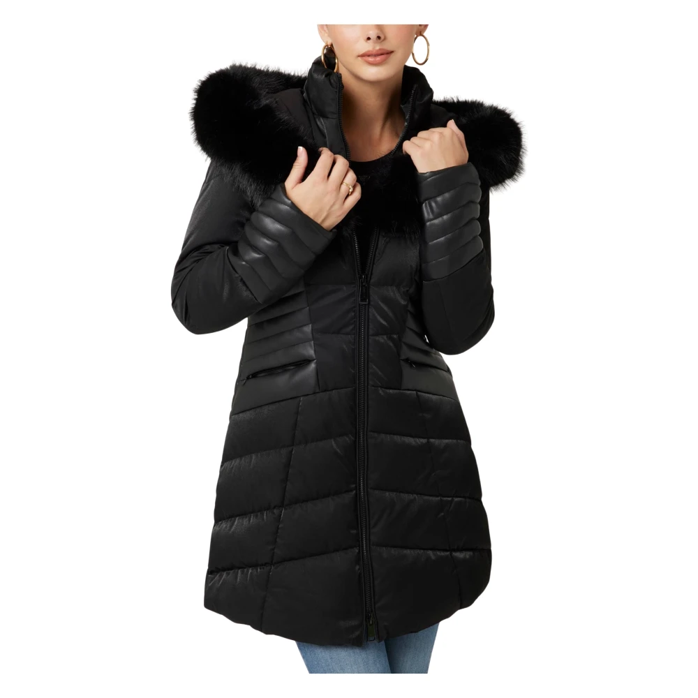 Guess Nep Bont Capuchon Puffer Jas Black Dames