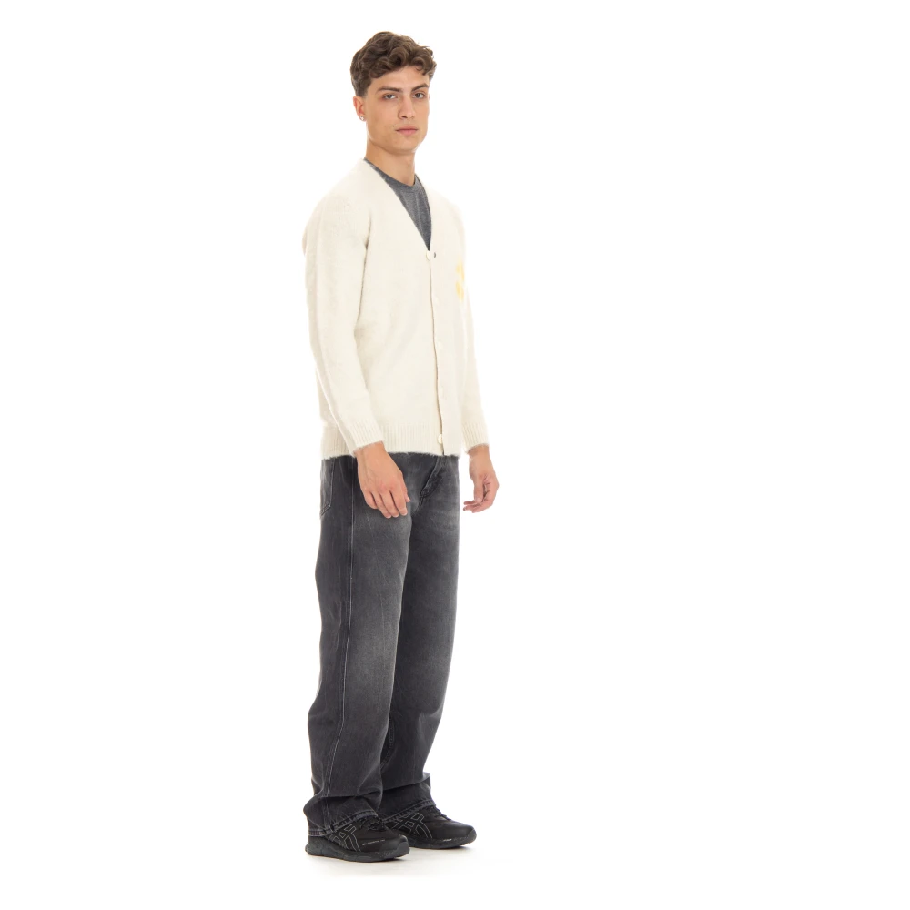 Autry Roomwitte Cardigan met Elastische Boorden Beige Heren