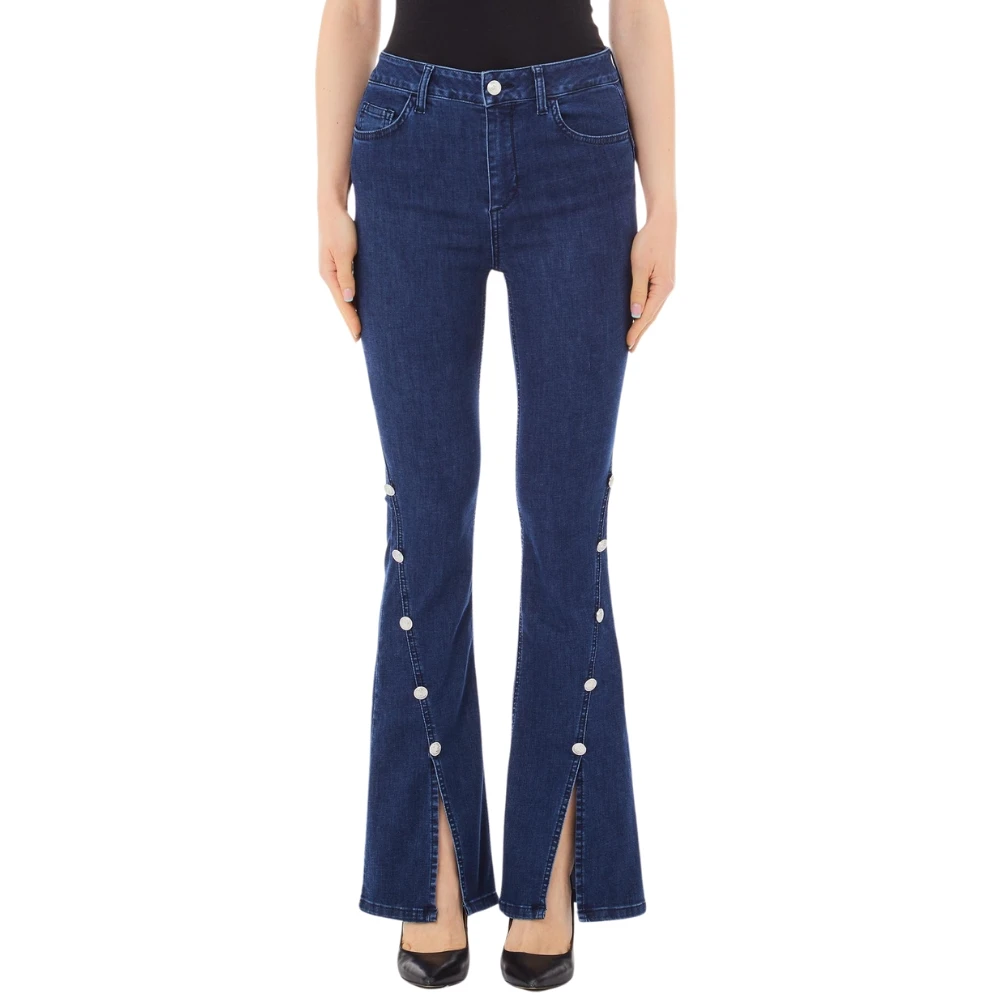 Liu Jo Women's Blue Flared Jeans,, Flare Jeans With Buttons W28