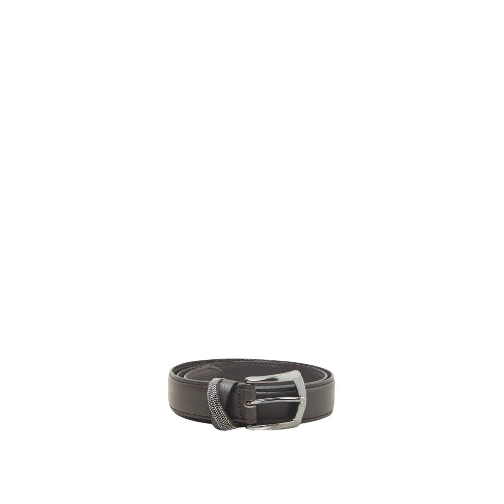 PESERICO Echt generfd leren riem met Punto Luce afwerking Brown Unisex
