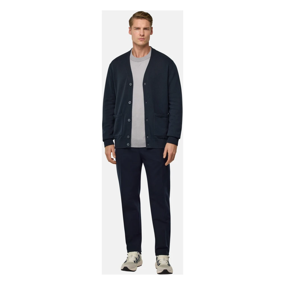 Boggi Milano Gebreide Cardigan Blue Heren
