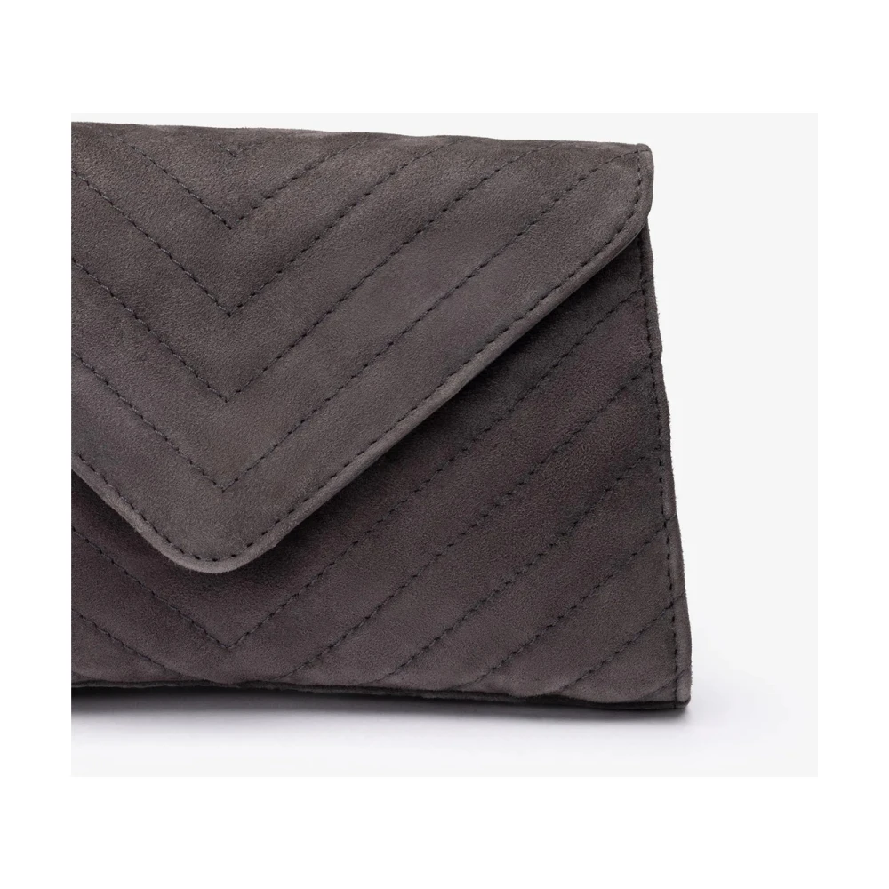 Unisa Suède Mini Tas met Geometrische Stiksels Gray Dames