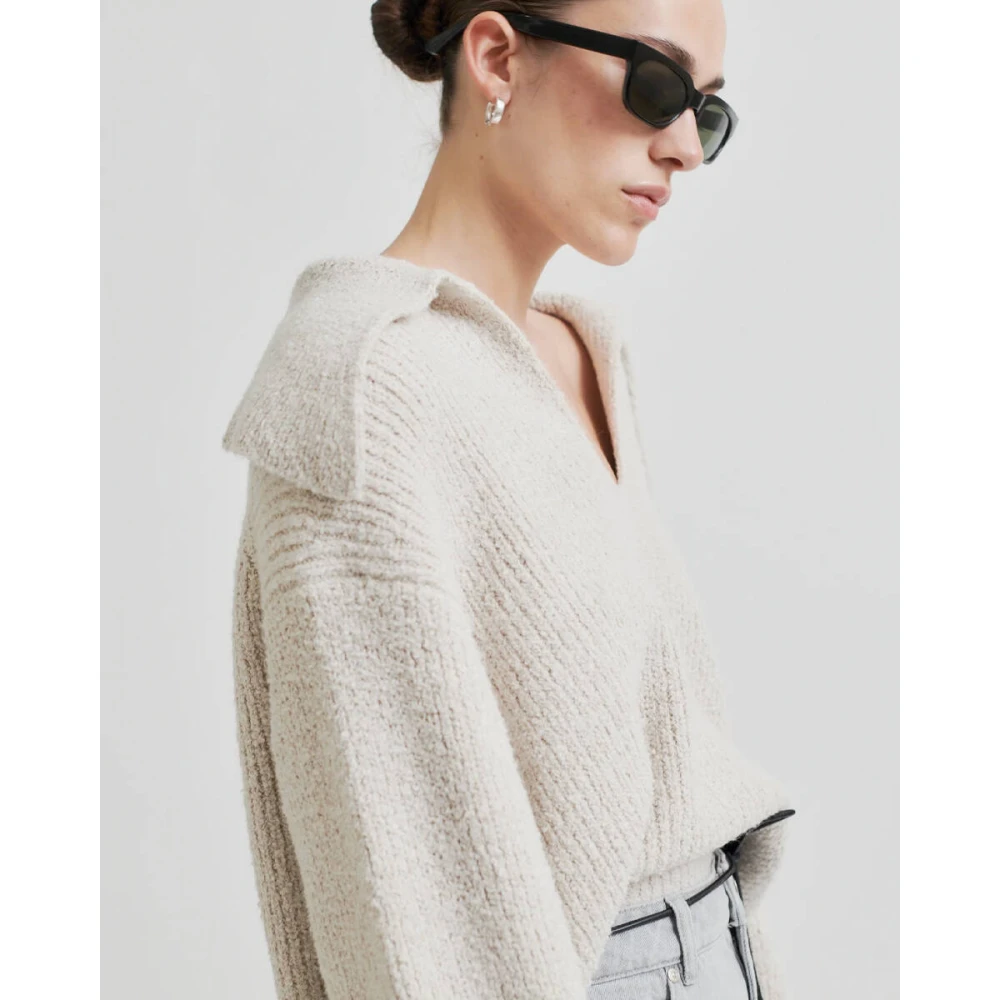Second Female Gerda Knit Collar Pullover Second Dames Beige Dames