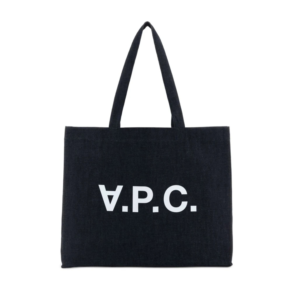 A.p.c. Women's Blue Shopping Bags, One Size, Denim Tote Bag With Logo
