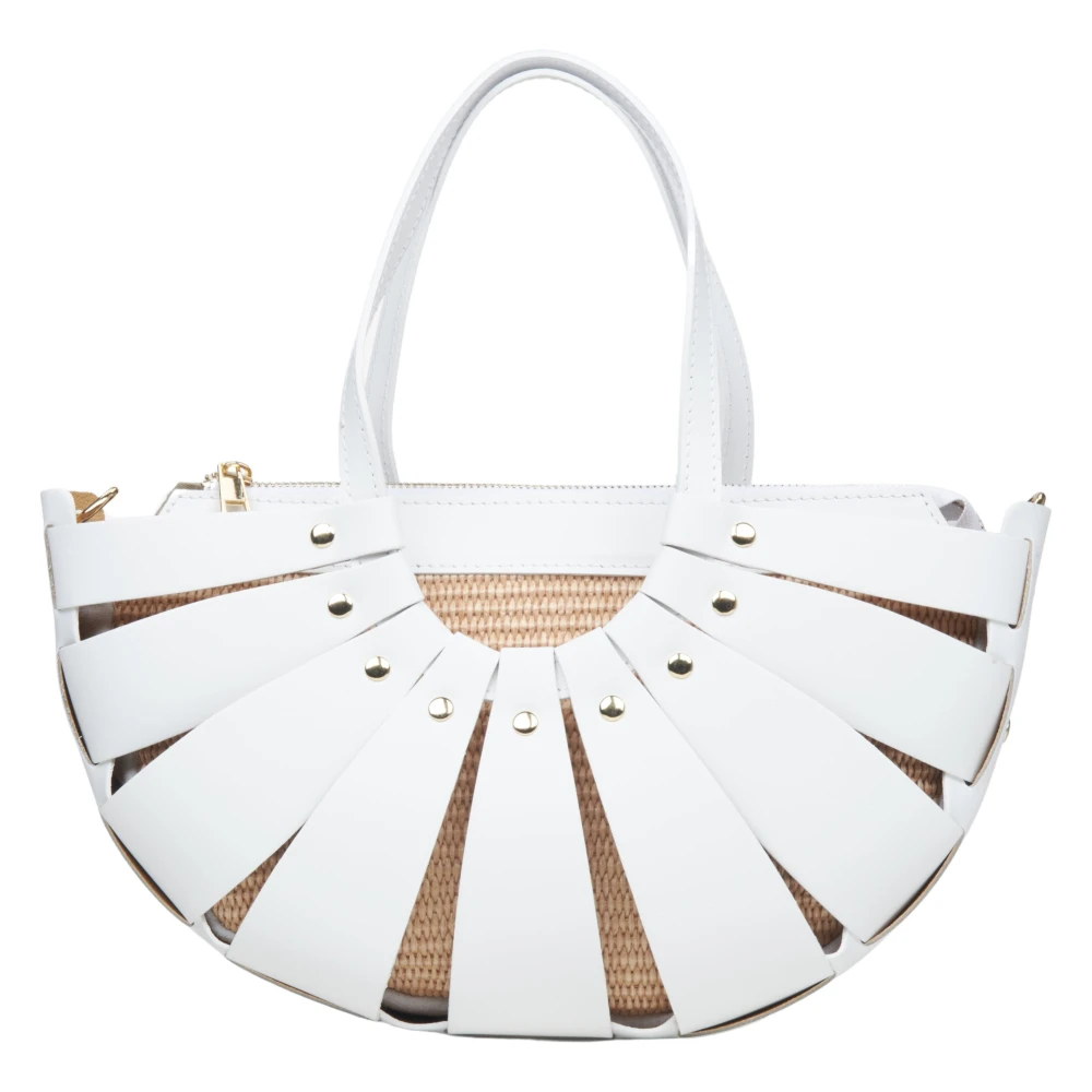 Estro Dames Witte Mand Handtas gemaakt van Echt Italiaans Leer Er00115557 White Dames