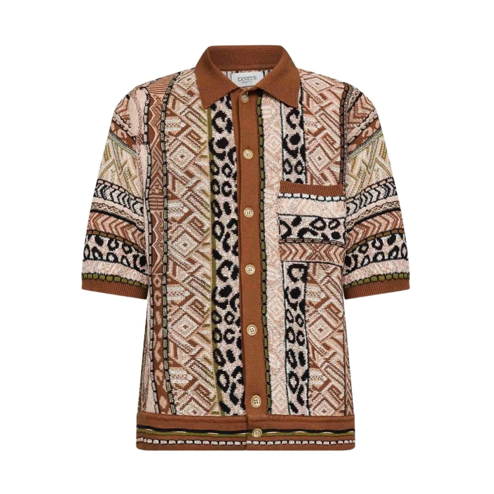 Laneus Men's Multicolor Patterned Pocket Shirt - Short Sleeve Shirts - M- Shirts