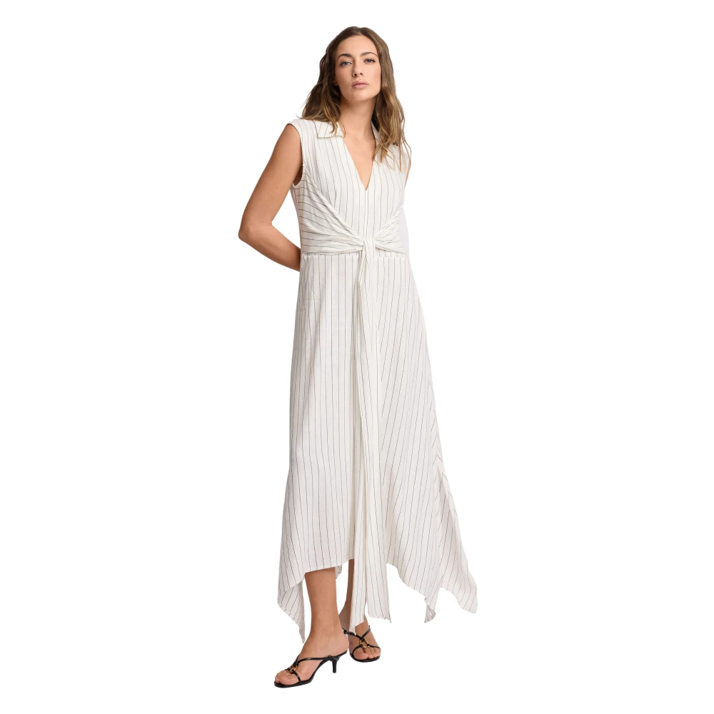Kocca Women's White Asymmetric Striped Dress - Midi Dresses - Xl - Dresses