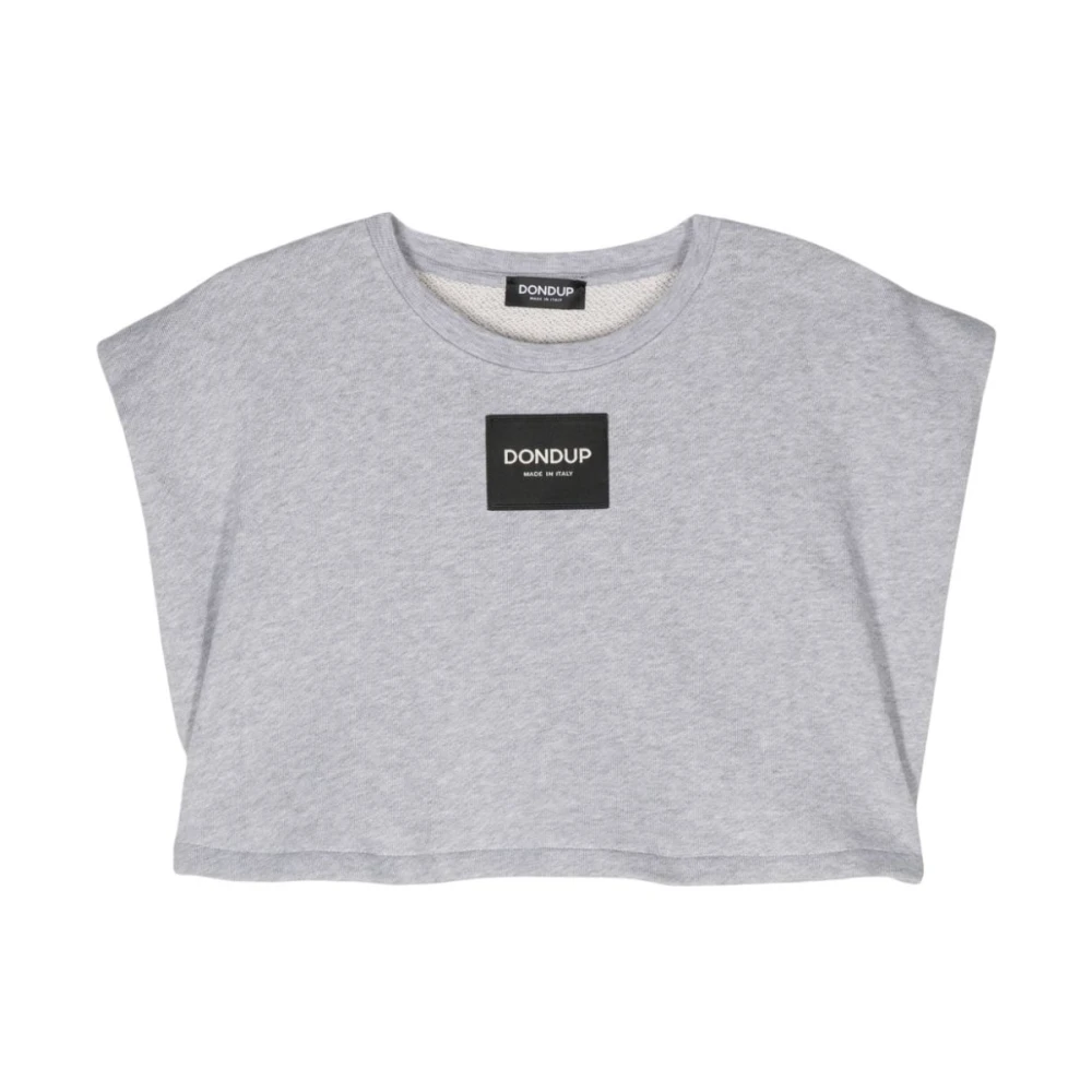 Dondup Logo Patch Cropped Top Gray Dames
