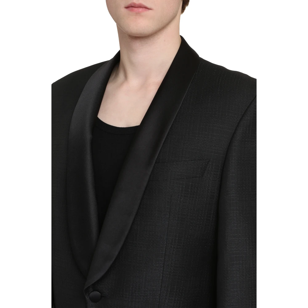 Hugo Boss Zijden Revers Enkellange Jas Black Heren
