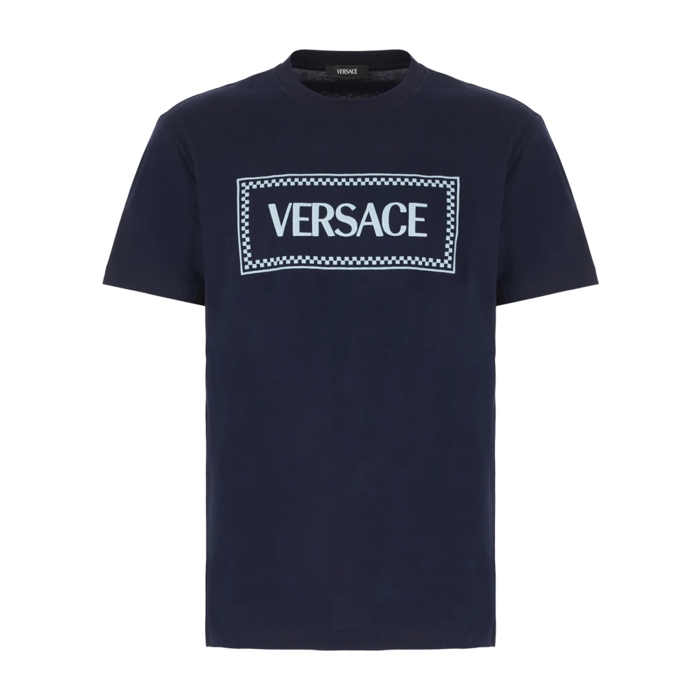 Versace Casual Katoenen T-Shirt Blue Heren