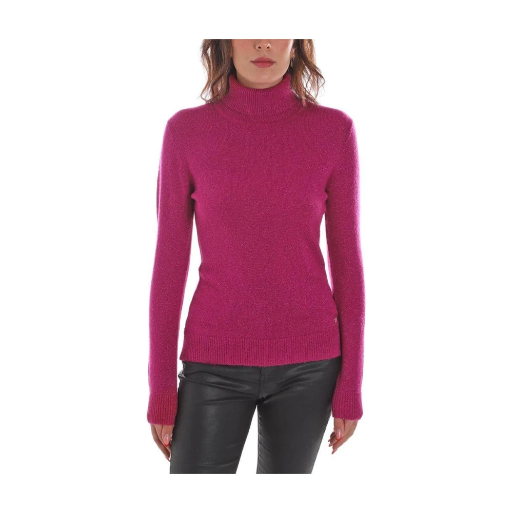 YES ZEE Zachte Viscose Trui met Lurex Details Pink Dames