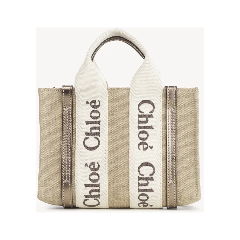 Chloé Grijze Leren Tas met Handtekening Strepen Gray Dames