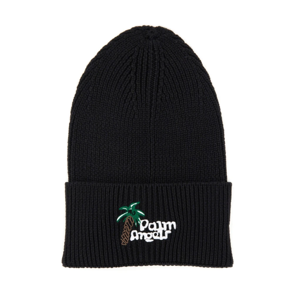 Palm Angels Italiaanse wollen blend beanie muts Black Heren