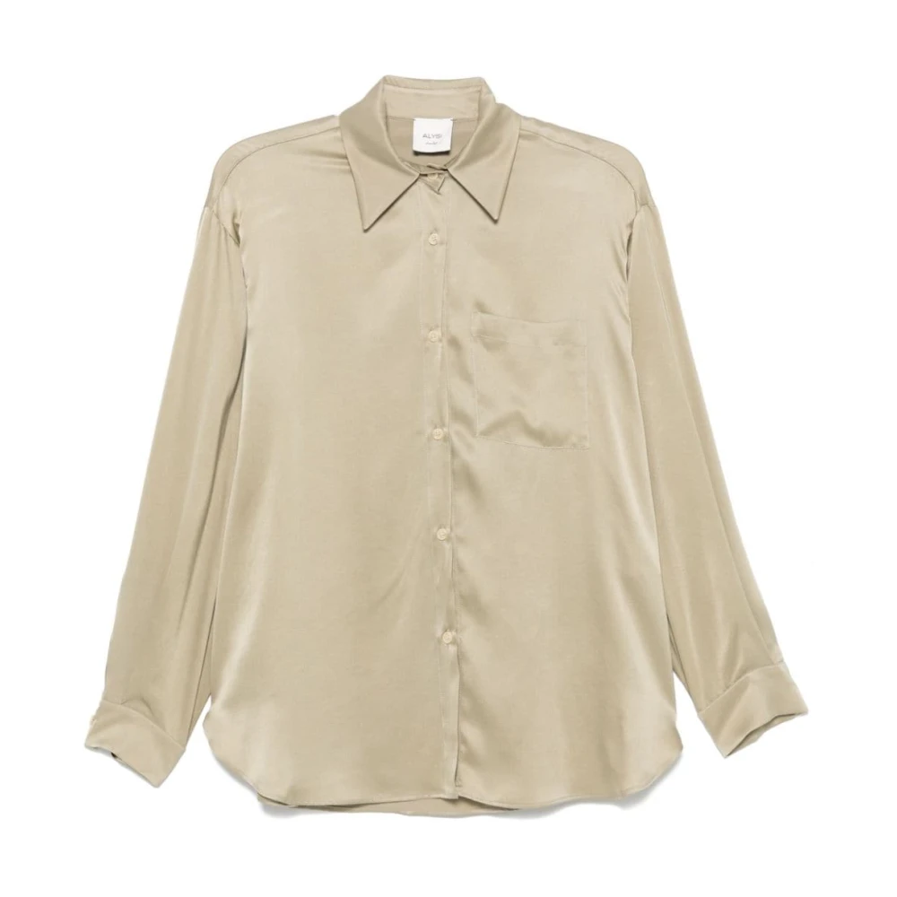 Alysi Satin Stone Shirt in Salvia Beige Dames