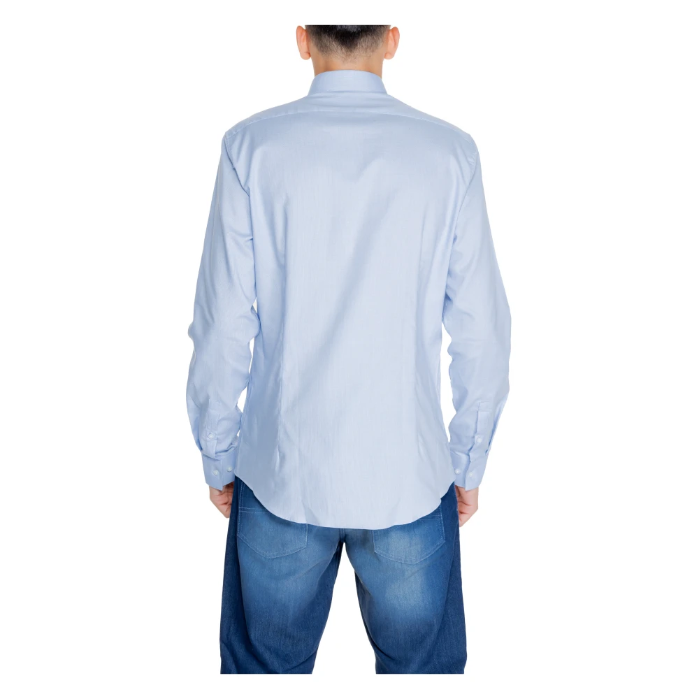 Calvin Klein Blauw Geruite Overhemd Lange Mouw Mannen Blue Heren