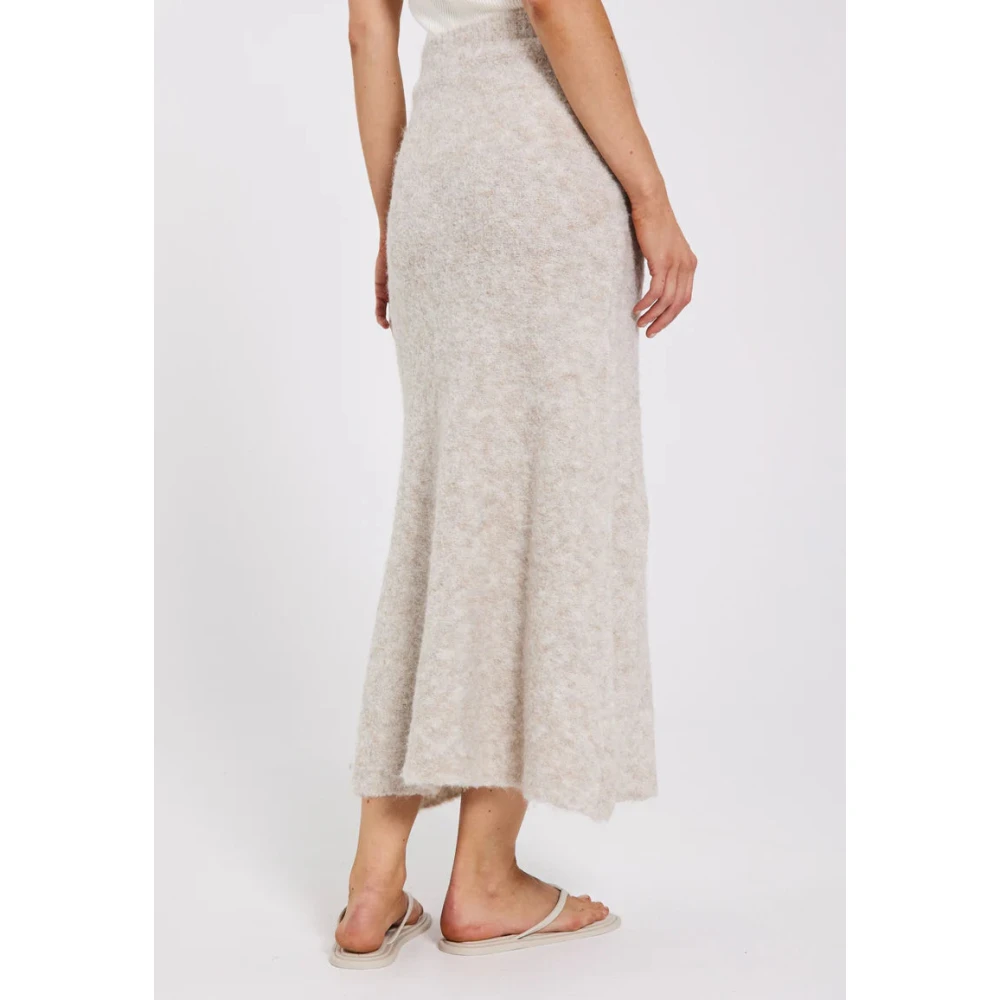 Norr A-Lijn Gebreide Maxi Rok Beige Dames