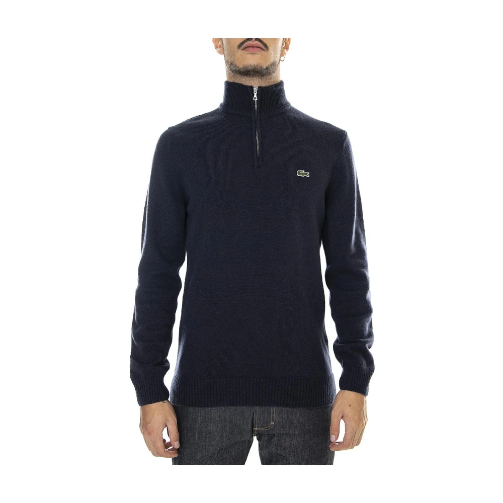 Lacoste Homme Bleu - Pull À Col Montant Et Courte Fermeture Éclair - Pulls - Taille: 3XL