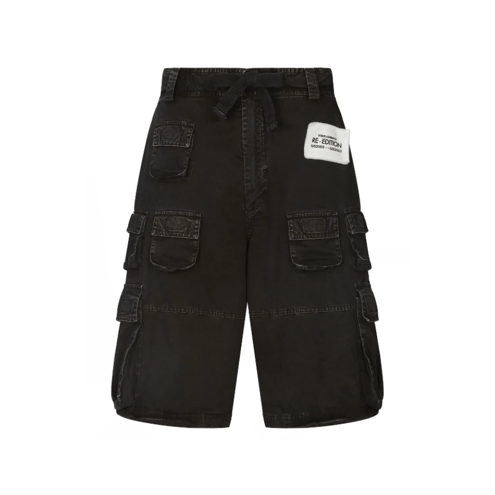 Dolce & Gabbana Rookzwarte Cargo Denim Shorts Black Heren