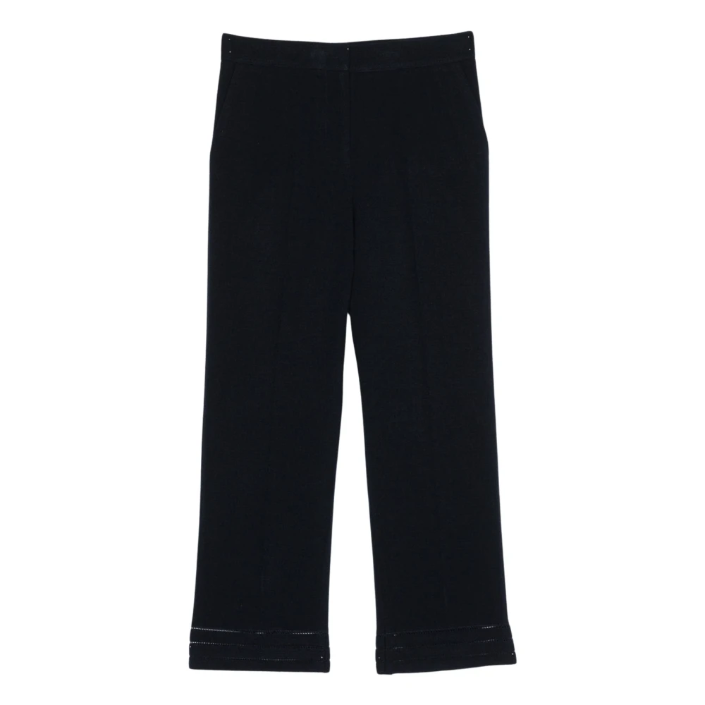 Twinset Blue Embroidered Trousers - Female - Cropped Trousers - S - Trousers