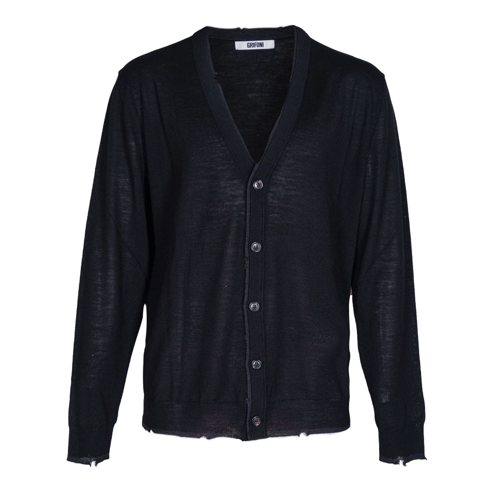 Mauro Grifoni Heren wollen vest met tweekleurige knopen Black Heren