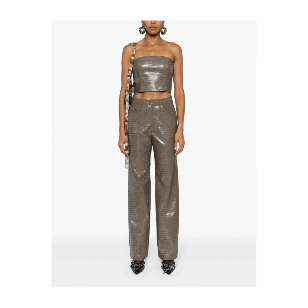 Rotate Birger Christensen Bruine Mouwloze Top met Siliconen Tape Brown Dames