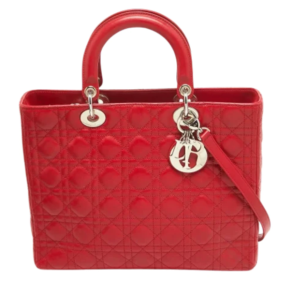 Dior Vintage Pre-owned Leather totes Red Dames
