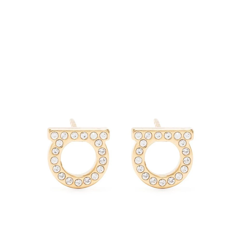 Ferragamo Women's Yellow Earrings, One Size, Crystal Gancini Stud Earrings