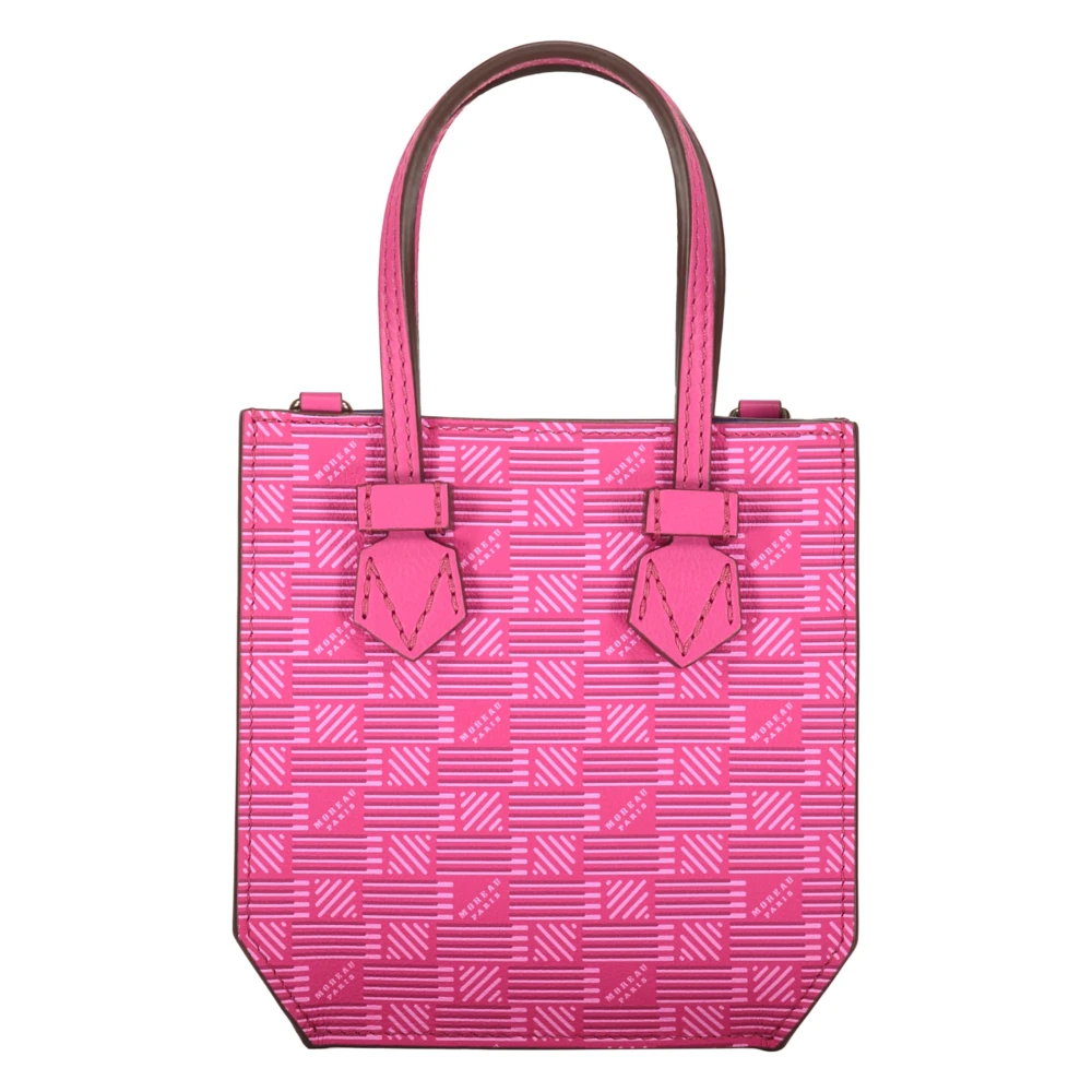 Moreau Paris Korrelig leren schoudertas met logo Pink Dames