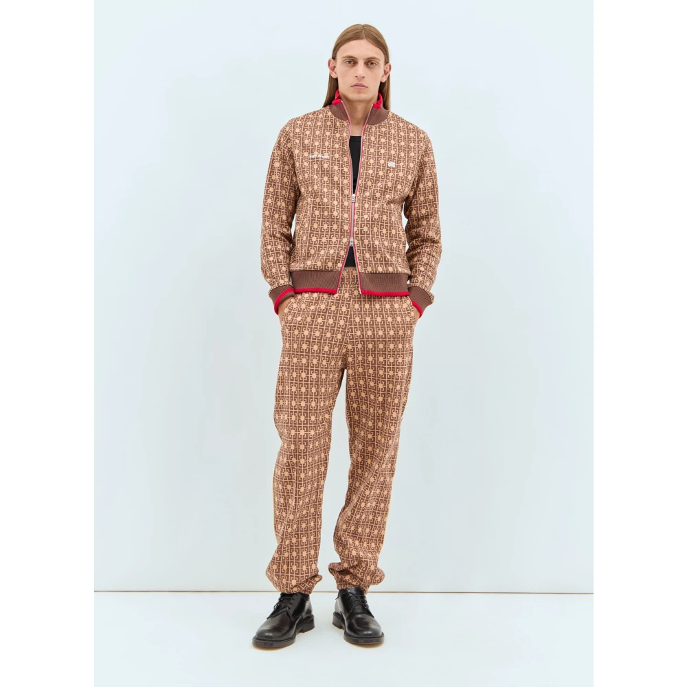 Wales Bonner Grafische Jacquard Zip-Up Sweatshirt Brown Heren