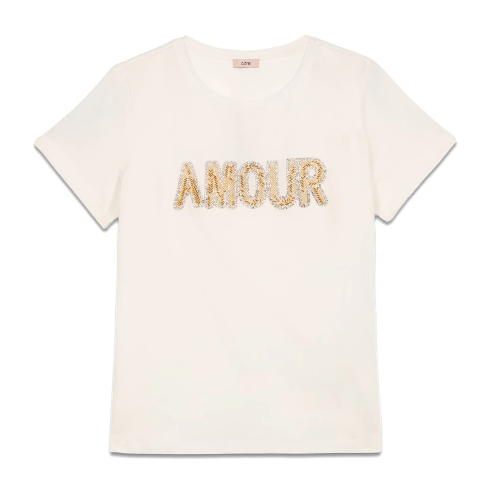 Oltre T-shirt met sierpatch White Dames