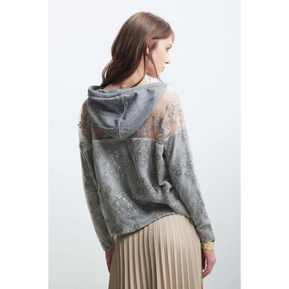 Kocca Hoodie met bloemenborduursel Gray Dames