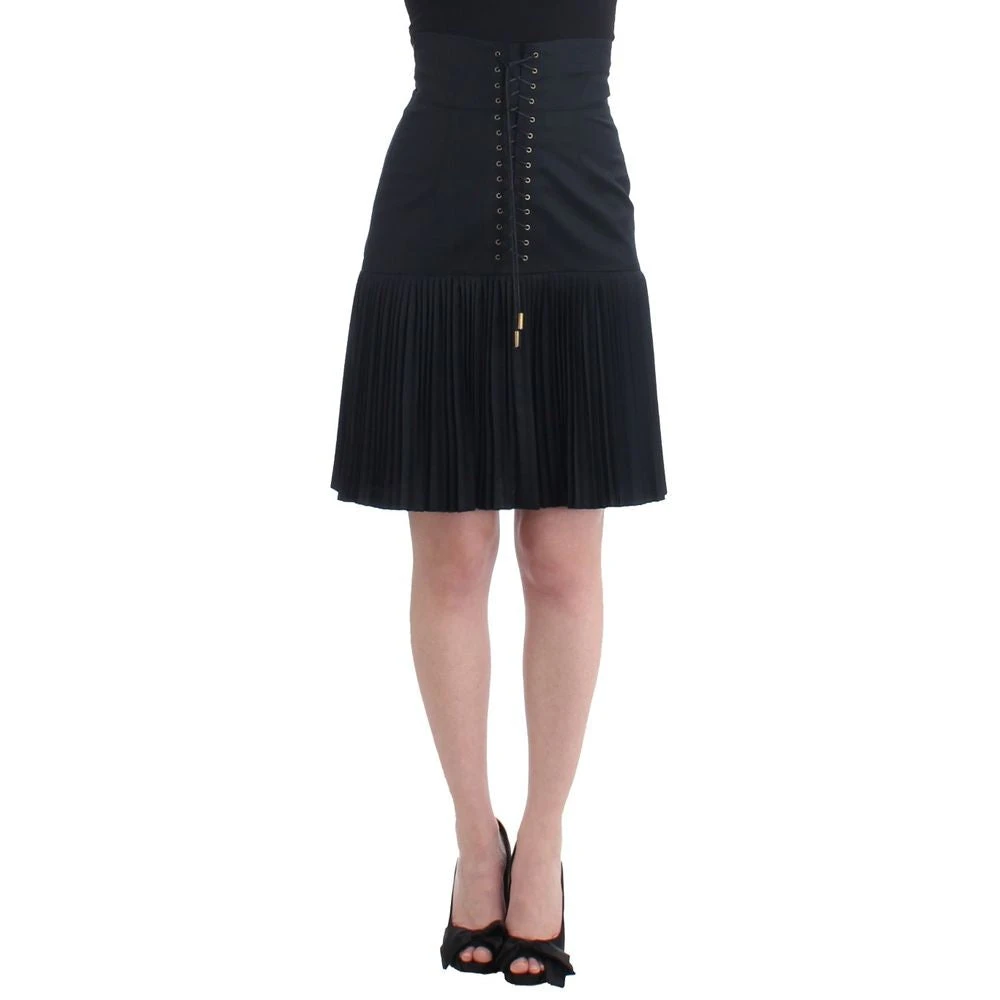 Roberto Cavalli , Short Skirts, Female, Black, S, Black Lace A-Line Pleated Skirt - Image 3