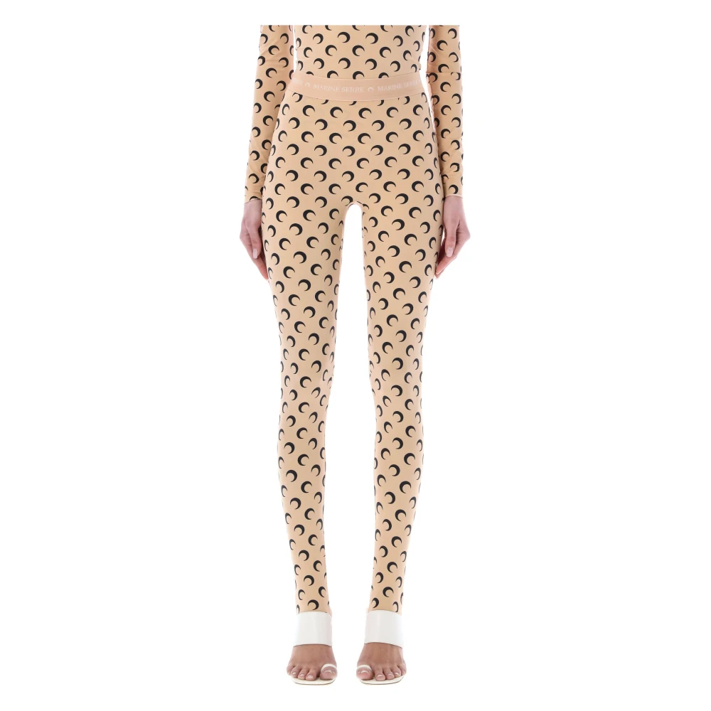 Marine Serre Maan Allover Leggings Brown Dames