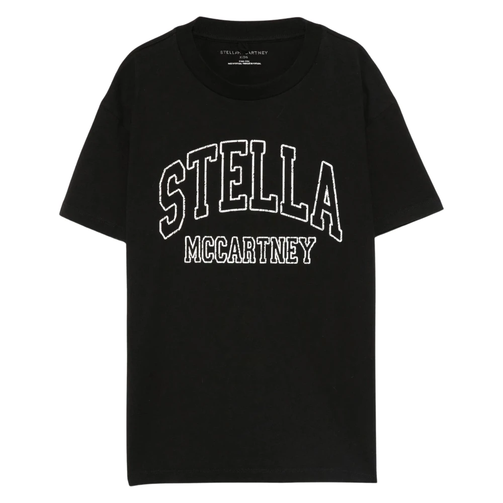 Stella Mccartney Girls Black Kids Short Sleeve T-Shirts, 5 Y, Logo T-Shirt In