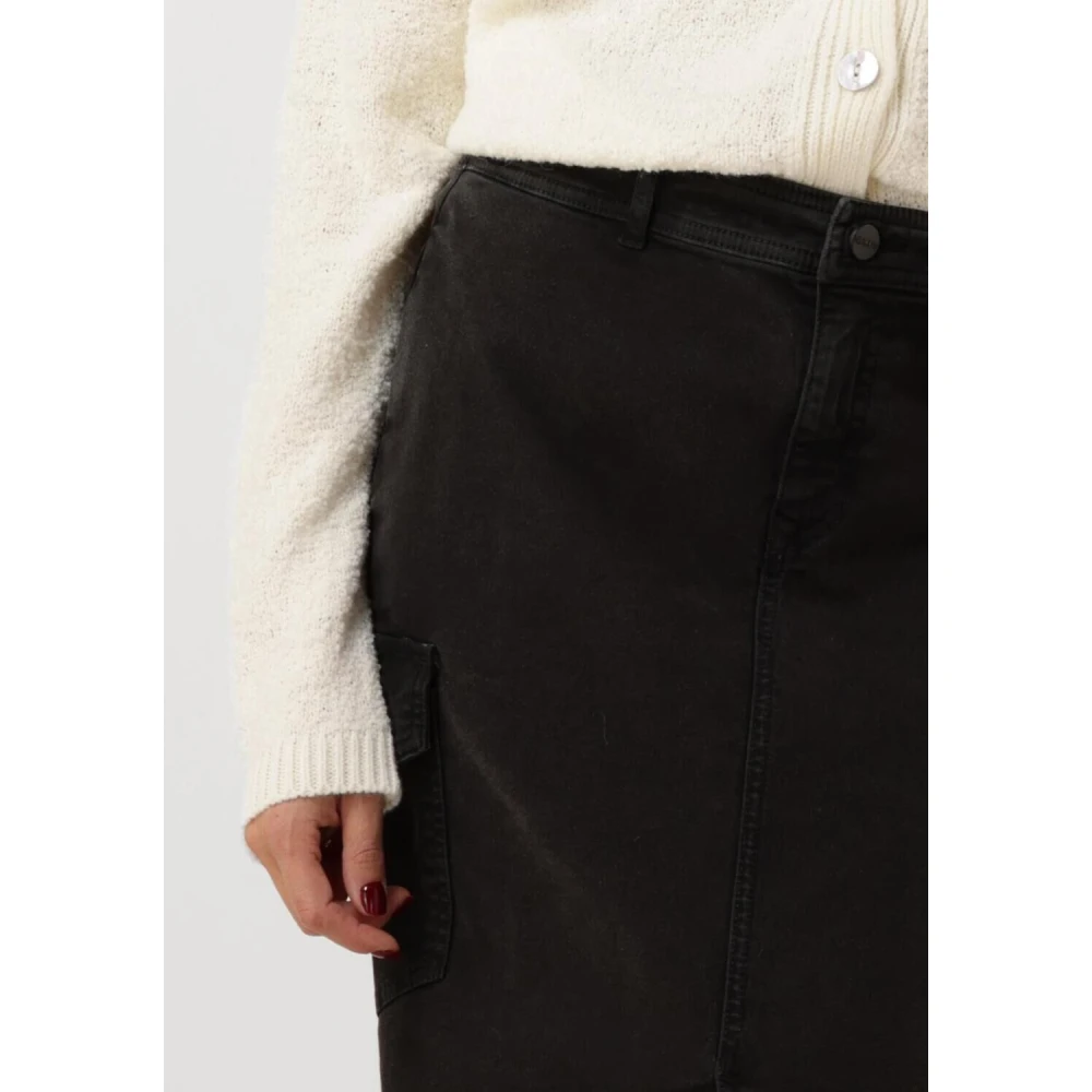 Nukus Veelzijdige Zwarte Midi Rok Black Dames