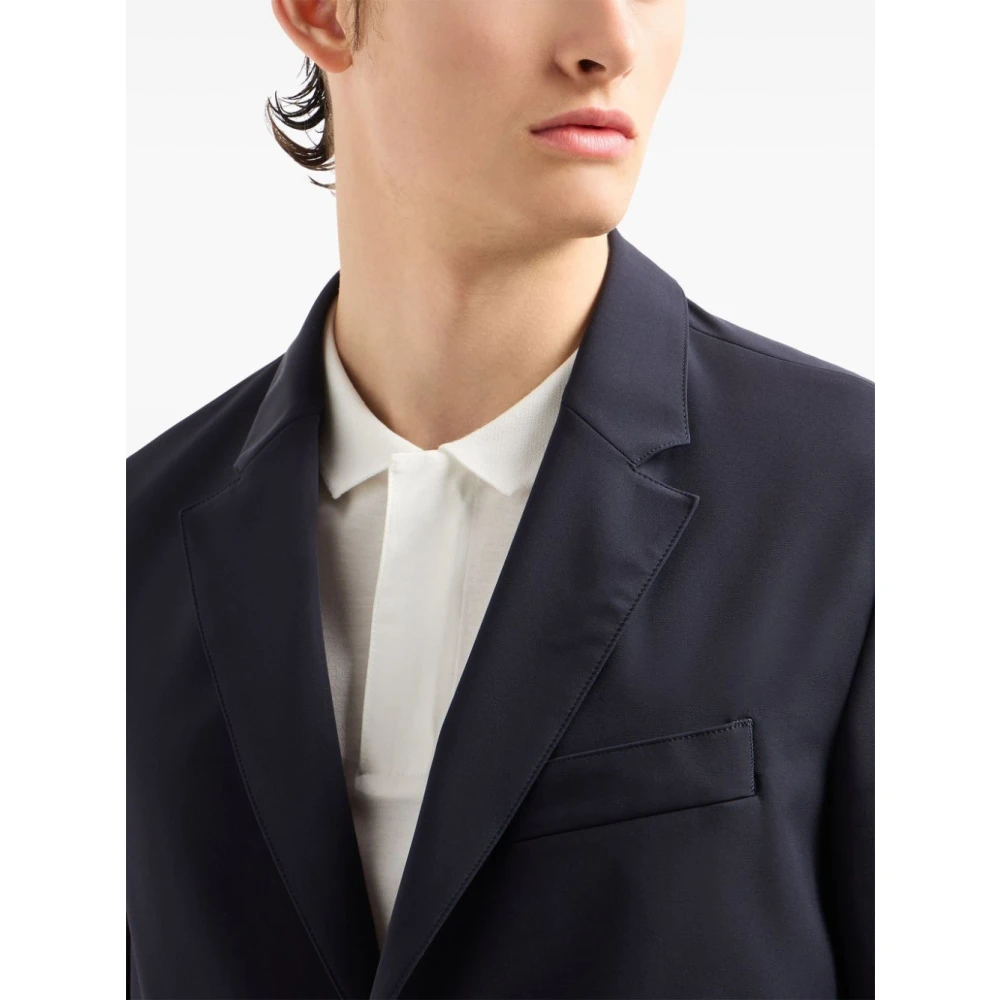 Emporio Armani Navy Blue Capsule Jackets Pintuck Detailing Blue Heren