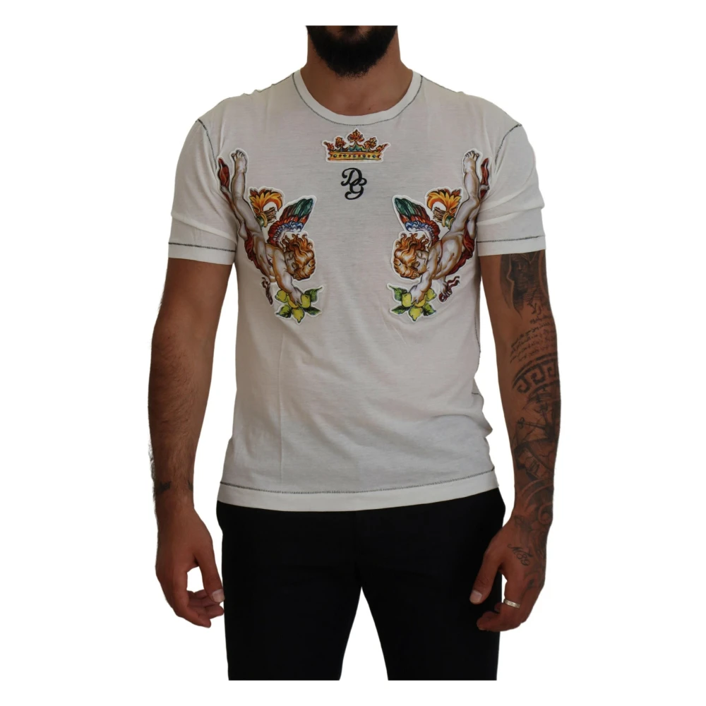 Dolce & Gabbana , T-Shirts, Male, White, Xs, Elegant White Tee Cotton-Silk Blend
