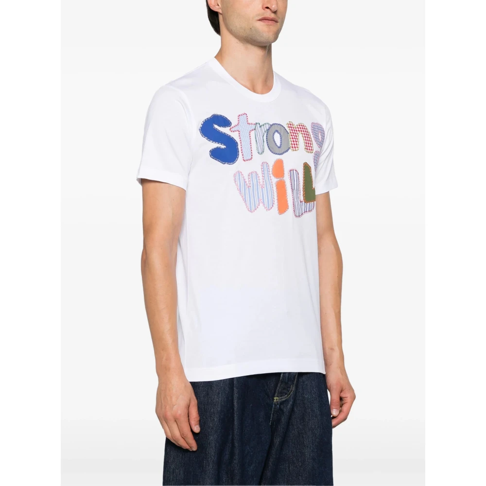 Comme des Garçons Patch-Lettering Jersey T-Shirt White Heren