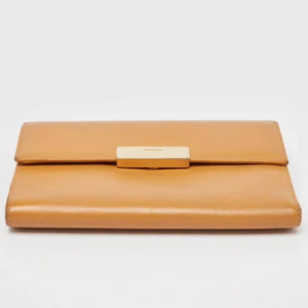 Prada Vintage Pre-owned Leather wallets Beige Dames