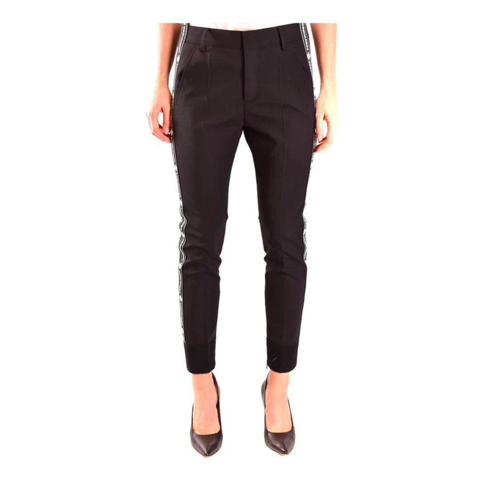 Dsquared2 Klassieke wollen broek met logodetail Black Dames