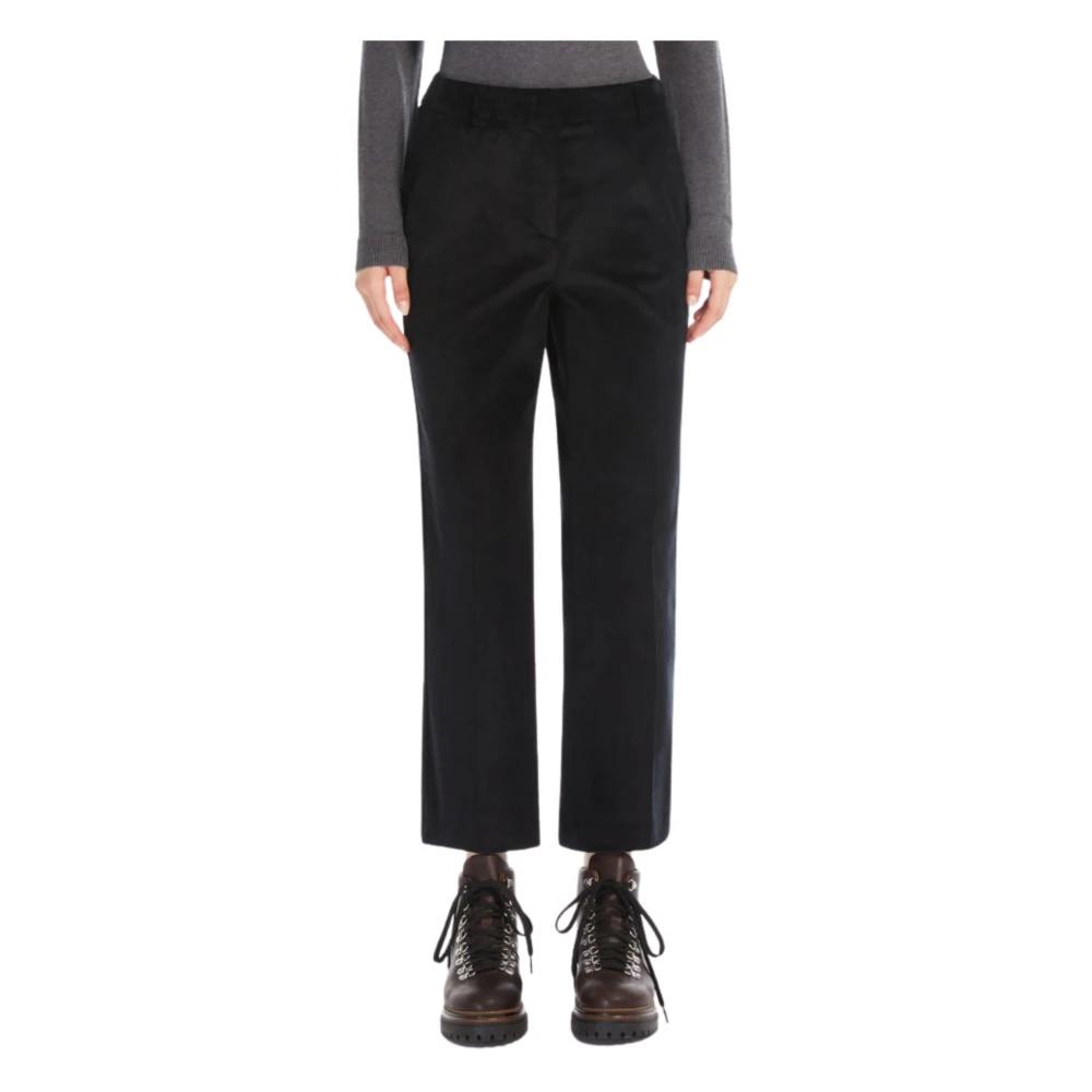 Max Mara Weekend Zwarte Corduroy Flared Broek Black Dames