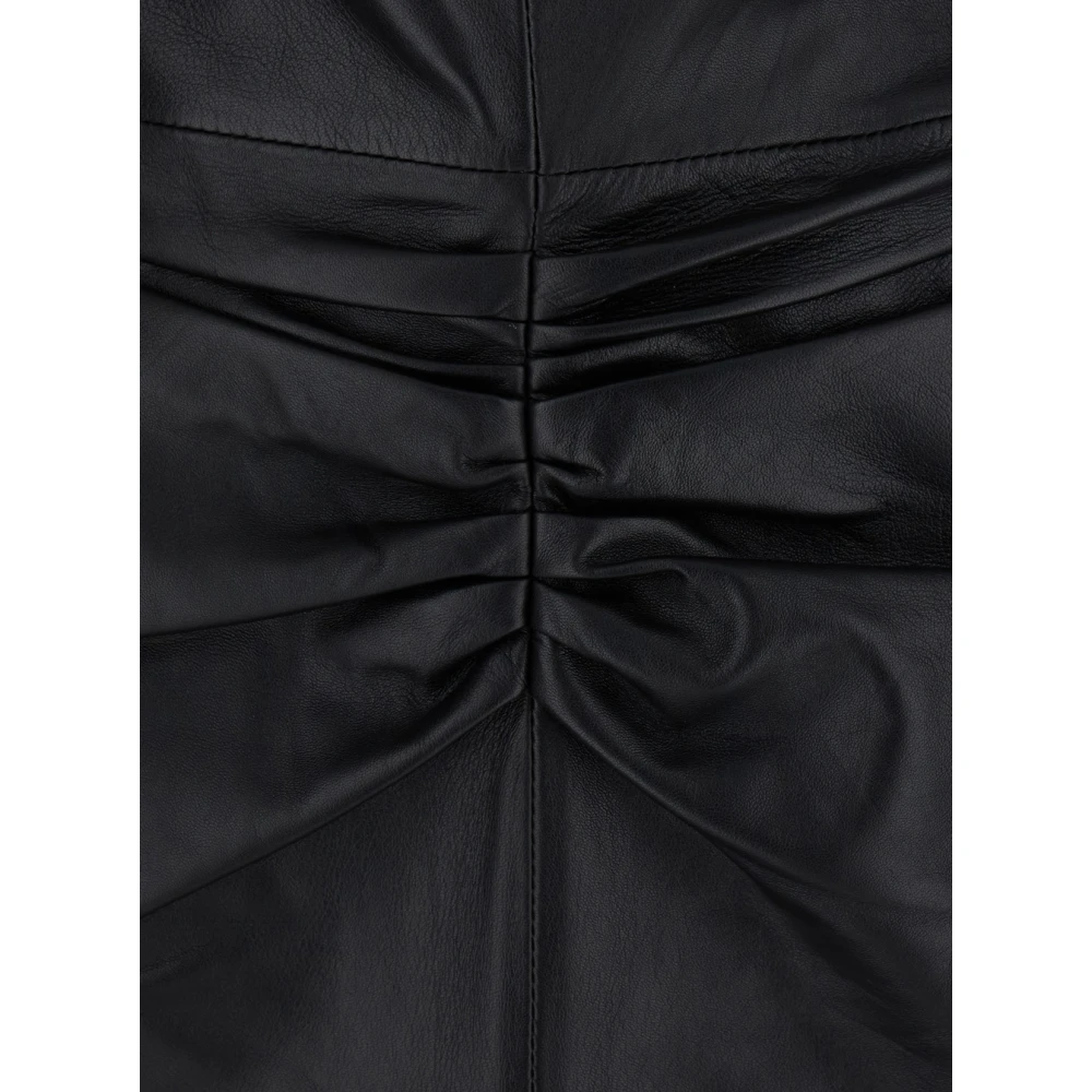 Victoria Beckham Zwarte jurk met leren ruchedetails Black Dames