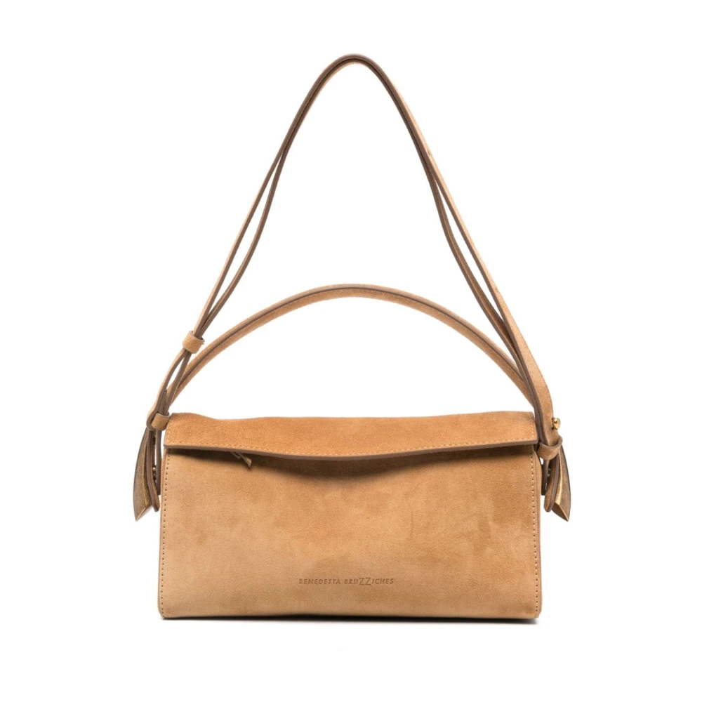 Benedetta Bruzziches Beige Schoudertas met Ritssluiting Brown Dames