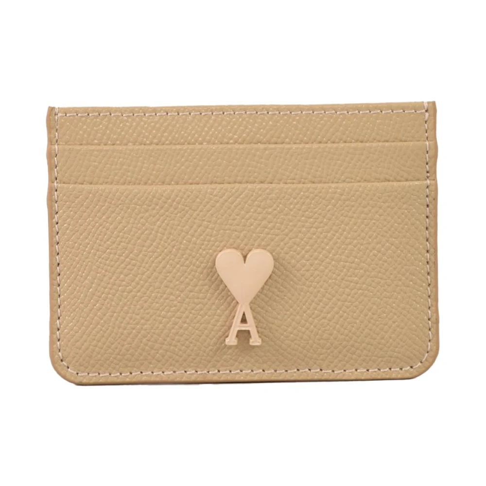 Ami Paris Leren kaarthouder Beige Heren