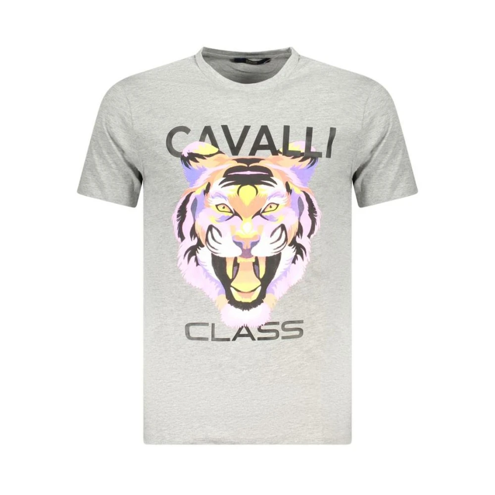 Cavalli Class Men's Gray T-Shirts,, Crew Neck T-Shirt 2XL