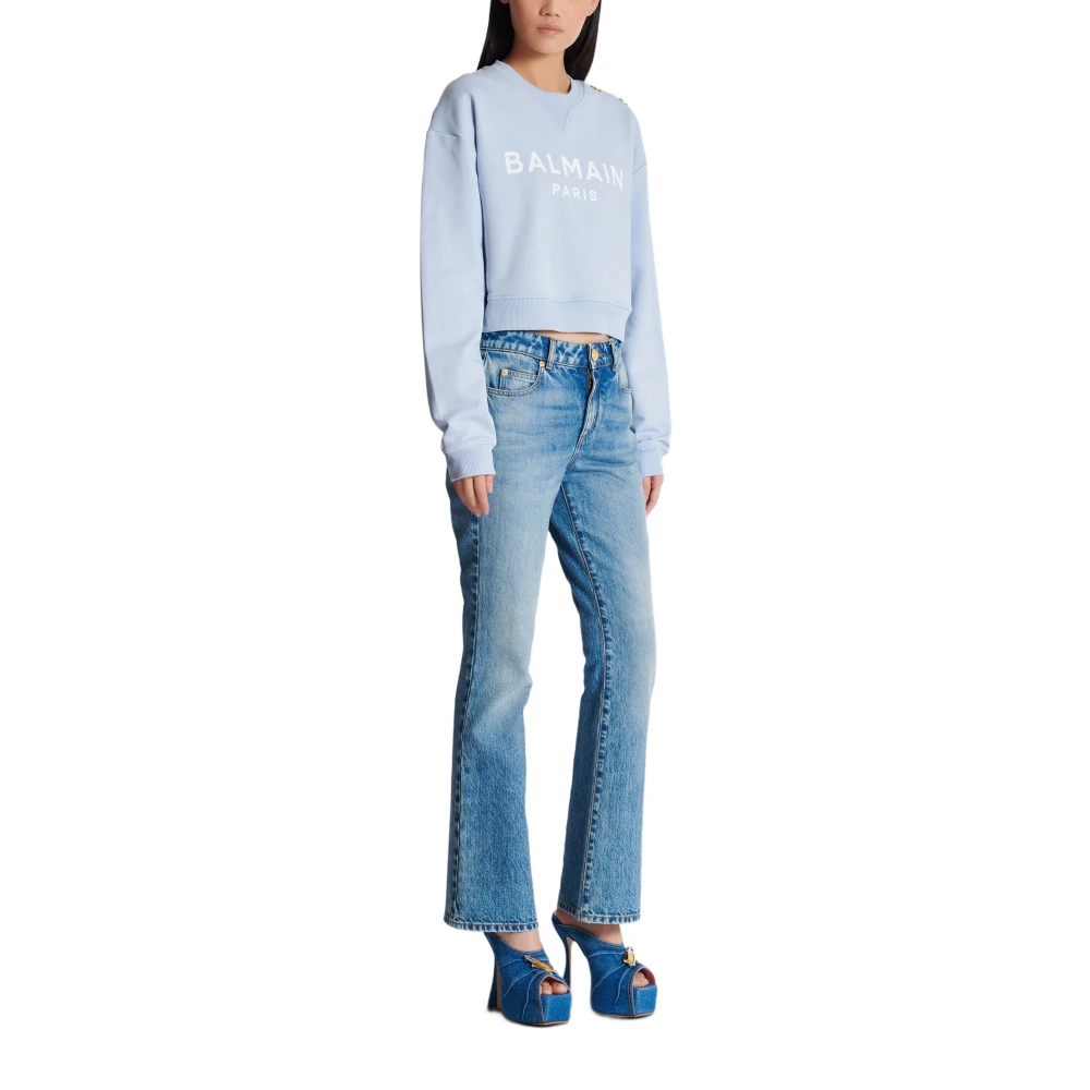 Balmain Gedrukte Parijse sweatshirt Blue Dames