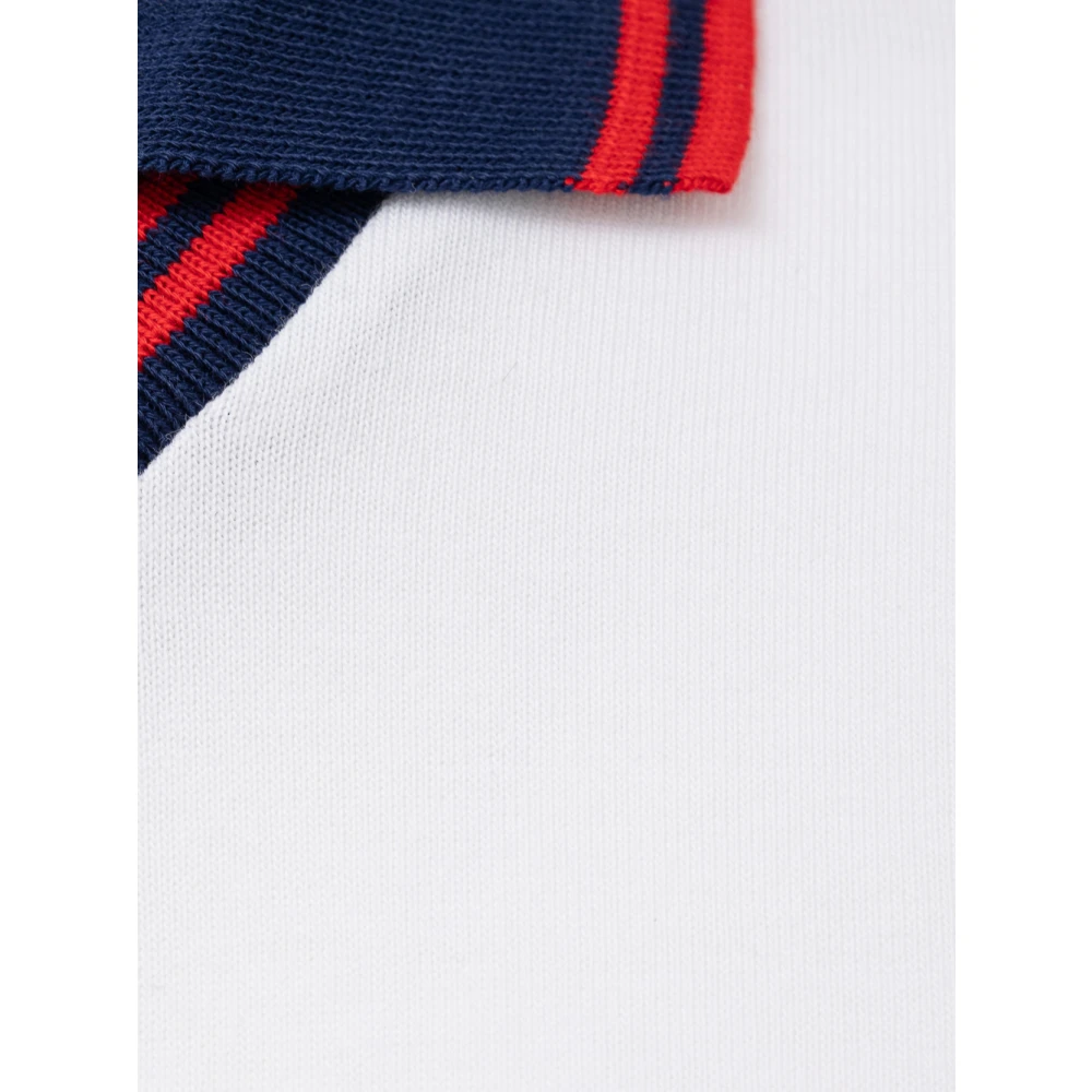 Fendi Witte V-hals Polo Shirt Blauwe Rand White Heren